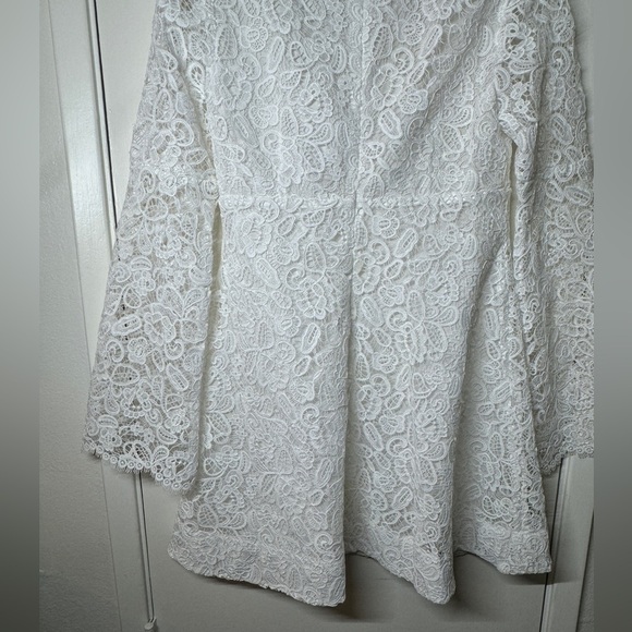 NWT STAUD Beth White Floral Guipure Lace Retro Flare Sleeve Square Neck Dress 4 - Picture 15 of 17